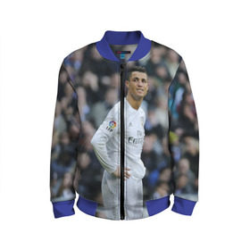 Детский бомбер 3D с принтом Cristiano Ronaldo в городе Новоалтайск, 100% полиэстер | застегивается на молнию, по бокам два кармана без застежек, мягкие манжеты, по низу бомбера и на воротнике — эластичная резинка | криштиану роналду | реал мадрид