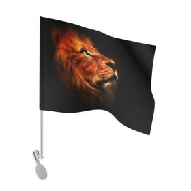 Флаг для автомобиля с принтом Lion в городе Новоалтайск, 100% полиэстер | Размер: 30*21 см | lion | голова животного | кот | кошка | лев