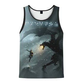 Мужская майка 3D Skyrim: в городе Новоалтайск, 100% полиэстер | круглая горловина, приталенный силуэт, длина до линии бедра. Пройма и горловина окантованы тонкой бейкой | rpg | tes | the elder scrolls | алдуин | довакиин | дракон | зима | скайрим | снег