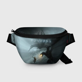 Поясная сумка 3D с принтом Skyrim в городе Новоалтайск, 100% полиэстер | плотная ткань, ремень с регулируемой длиной, внутри несколько карманов для мелочей, основное отделение и карман с обратной стороны сумки застегиваются на молнию | rpg | tes | the elder scrolls | алдуин | довакиин | дракон | зима | скайрим | снег