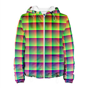 Женская куртка 3D с принтом Pixel colour в городе Новоалтайск, ткань верха — 100% полиэстер, подклад — флис | прямой крой, подол и капюшон оформлены резинкой с фиксаторами, два кармана без застежек по бокам, один большой потайной карман на груди. Карман на груди застегивается на липучку | 