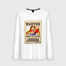 Мужской лонгслив хлопок с принтом Wanted Luffy в городе Новоалтайск, 100% хлопок |  | ван пис | луффи | разыскивается