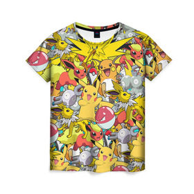 Женская футболка 3D с принтом Pokemon 5 в городе Новоалтайск, 100% полиэфир ( синтетическое хлопкоподобное полотно) | прямой крой, круглый вырез горловины, длина до линии бедер | go | pokemon | pokemons | го | гоу | зщлуьщт пщ | покемон | покемоны
