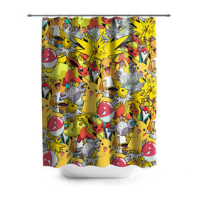 Штора 3D для ванной с принтом Pokemon 5 в городе Новоалтайск, 100% полиэстер | плотность материала — 100 г/м2. Стандартный размер — 146 см х 180 см. По верхнему краю — пластиковые люверсы для креплений. В комплекте 10 пластиковых колец | go | pokemon | pokemons | го | гоу | зщлуьщт пщ | покемон | покемоны