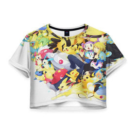 Женская футболка 3D укороченная с принтом Pokemon 10 в городе Новоалтайск, 100% полиэстер | круглая горловина, длина футболки до линии талии, рукава с отворотами | go | pokemon | pokemons | го | гоу | зщлуьщт пщ | покемон | покемоны