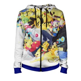 Женская толстовка 3D на молнии с принтом Pokemon 10 в городе Новоалтайск, 100% полиэстер | длина до линии бедра, манжеты и пояс оформлены мягкой тканевой резинкой, двухслойный капюшон со шнурком для регулировки, спереди молния, по бокам два кармана | go | pokemon | pokemons | го | гоу | зщлуьщт пщ | покемон | покемоны
