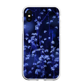 Чехол для iPhone XS Max матовый с принтом Ночные цветы в городе Новоалтайск, Силикон | Область печати: задняя сторона чехла, без боковых панелей | лепестки | ночь | прикольные картинки | синий | цветочки | цветы