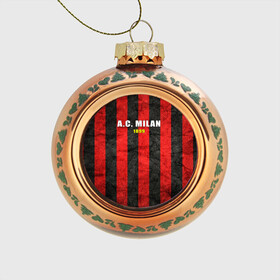Стеклянный ёлочный шар с принтом A.C. Milan в городе Новоалтайск, Стекло | Диаметр: 80 мм | болельщик | италия | клуб | милан | фанат | футбол | футболист