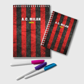 Блокнот с принтом A C Milan в городе Новоалтайск, 100% бумага | 48 листов, плотность листов — 60 г/м2, плотность картонной обложки — 250 г/м2. Листы скреплены удобной пружинной спиралью. Цвет линий — светло-серый
 | Тематика изображения на принте: болельщик | италия | клуб | милан | фанат | футбол | футболист