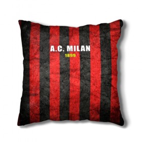 Подушка 3D с принтом A.C. Milan в городе Новоалтайск, наволочка – 100% полиэстер, наполнитель – холлофайбер (легкий наполнитель, не вызывает аллергию). | состоит из подушки и наволочки. Наволочка на молнии, легко снимается для стирки | болельщик | италия | клуб | милан | фанат | футбол | футболист