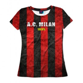 Женская футболка 3D с принтом A.C. Milan в городе Новоалтайск, 100% полиэфир ( синтетическое хлопкоподобное полотно) | прямой крой, круглый вырез горловины, длина до линии бедер | болельщик | италия | клуб | милан | фанат | футбол | футболист