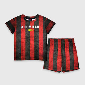Детский костюм с шортами 3D с принтом A.C. Milan в городе Новоалтайск,  |  | Тематика изображения на принте: болельщик | италия | клуб | милан | фанат | футбол | футболист