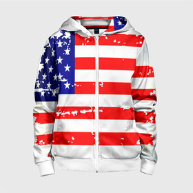 Детская толстовка 3D на молнии с принтом Америка в городе Новоалтайск, 100% полиэстер |  манжеты и пояс оформлены широкой мягкой резинкой, двухслойный капюшон со шнурком для регулировки, спереди карманы и застежка-молния
 | Тематика изображения на принте: grunge | америка | сша | флаг