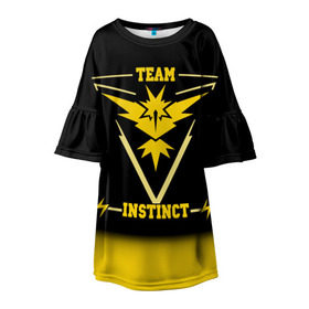 Детское платье 3D с принтом Team Instinct в городе Новоалтайск, 100% полиэстер | прямой силуэт, чуть расширенный к низу. Круглая горловина, на рукавах — воланы | go | instinct | pokemon | team | покемон