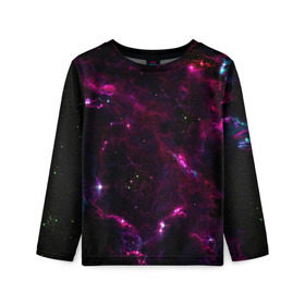 Детский лонгслив 3D с принтом Космос в городе Новоалтайск, 100% полиэстер | длинные рукава, круглый вырез горловины, полуприлегающий силуэт
 | вселенная | галактика | звезды