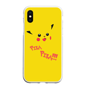 Чехол для iPhone XS Max матовый с принтом Мордашка Пикачу в городе Новоалтайск, Силикон | Область печати: задняя сторона чехла, без боковых панелей | пикачу