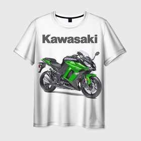 Мужская футболка 3D с принтом Kawasaky Ninja 1000 в городе Новоалтайск, 100% полиэфир | прямой крой, круглый вырез горловины, длина до линии бедер | kawasaky