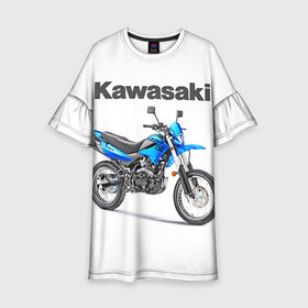 Детское платье 3D с принтом Kawasaky Stels 250 в городе Новоалтайск, 100% полиэстер | прямой силуэт, чуть расширенный к низу. Круглая горловина, на рукавах — воланы | kawasaky