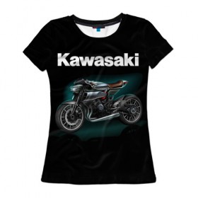 Женская футболка 3D с принтом Kawasaky concept в городе Новоалтайск, 100% полиэфир ( синтетическое хлопкоподобное полотно) | прямой крой, круглый вырез горловины, длина до линии бедер | kawasaky