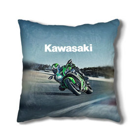 Подушка 3D с принтом Kawasaky sport в городе Новоалтайск, наволочка – 100% полиэстер, наполнитель – холлофайбер (легкий наполнитель, не вызывает аллергию). | состоит из подушки и наволочки. Наволочка на молнии, легко снимается для стирки | kawasaky