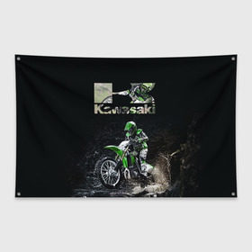 Флаг-баннер с принтом Kawasaky cross в городе Новоалтайск, 100% полиэстер | размер 67 х 109 см, плотность ткани — 95 г/м2; по краям флага есть четыре люверса для крепления | kawasaky