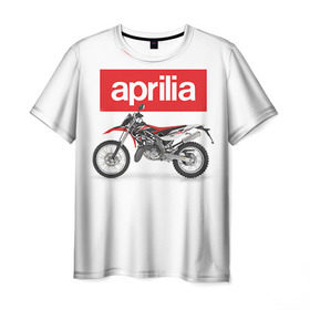 Мужская футболка 3D с принтом Aprilia enduro в городе Новоалтайск, 100% полиэфир | прямой крой, круглый вырез горловины, длина до линии бедер | aprilia