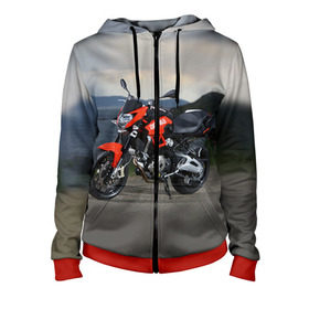 Женская толстовка 3D на молнии с принтом Aprilia в городе Новоалтайск, 100% полиэстер | длина до линии бедра, манжеты и пояс оформлены мягкой тканевой резинкой, двухслойный капюшон со шнурком для регулировки, спереди молния, по бокам два кармана | aprilia