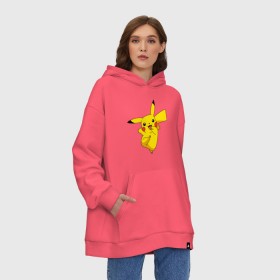 Худи SuperOversize хлопок с принтом Pikachu Smile в городе Новоалтайск, 70% хлопок, 30% полиэстер, мягкий начес внутри | карман-кенгуру, эластичная резинка на манжетах и по нижней кромке, двухслойный капюшон
 | пикачу | покемон