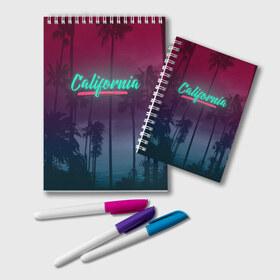 Блокнот с принтом California в городе Новоалтайск, 100% бумага | 48 листов, плотность листов — 60 г/м2, плотность картонной обложки — 250 г/м2. Листы скреплены удобной пружинной спиралью. Цвет линий — светло-серый
 | america | california | city | state | sun. summer | америка | город | калифорния | лето | солнце | штат