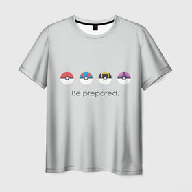 Мужская футболка 3D с принтом Pokeballs в городе Новоалтайск, 100% полиэфир | прямой крой, круглый вырез горловины, длина до линии бедер | Тематика изображения на принте: bulbasaur | pikachu | pokemon | squirtle | бальбазар | пикачу | покемон | сквиртл