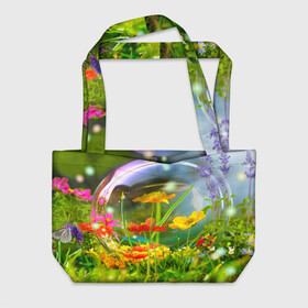 Пляжная сумка 3D с принтом Flowers в городе Новоалтайск, 100% полиэстер | застегивается на металлическую кнопку; внутренний карман застегивается на молнию. Стенки укреплены специальным мягким материалом, чтобы защитить содержимое от несильных ударов
 | арт | краска | лето | лучи | любовь | новинки | популярные | природа | рисунки | свет | цветы