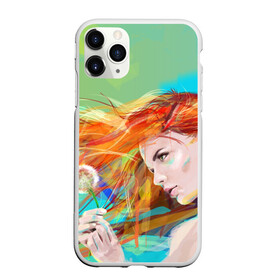 Чехол для iPhone 11 Pro матовый с принтом Летняя пора в городе Новоалтайск, Силикон |  | Тематика изображения на принте: lineking | вектор | волосы на ветру | девушка | краски | модель | одуванчик | рыжая