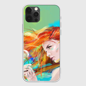 Чехол для iPhone 12 Pro Max с принтом Летняя пора в городе Новоалтайск, Силикон |  | Тематика изображения на принте: lineking | вектор | волосы на ветру | девушка | краски | модель | одуванчик | рыжая