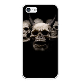 Чехол для iPhone 5/5S матовый с принтом Череп с рогами в городе Новоалтайск, Силикон | Область печати: задняя сторона чехла, без боковых панелей | темный | черный
