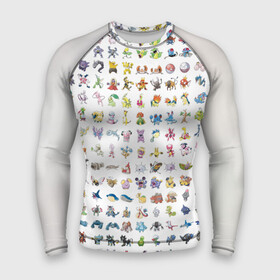 Мужской рашгард 3D с принтом Wall в городе Новоалтайск,  |  | bulbasaur | pikachu | pokemon | squirtle | бальбазар | пикачу | покемон | сквиртл