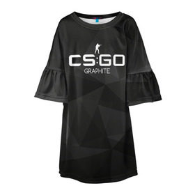 Детское платье 3D с принтом cs:go - Graphite (Графит) в городе Новоалтайск, 100% полиэстер | прямой силуэт, чуть расширенный к низу. Круглая горловина, на рукавах — воланы | cs | csgo | го | кс