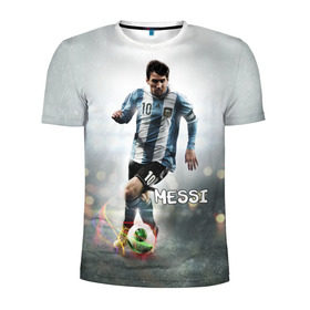 Мужская футболка 3D спортивная с принтом Leo Messi в городе Новоалтайск, 100% полиэстер с улучшенными характеристиками | приталенный силуэт, круглая горловина, широкие плечи, сужается к линии бедра | Тематика изображения на принте: barselona | messi | аргентина | барселона | месси | мяч | футбол