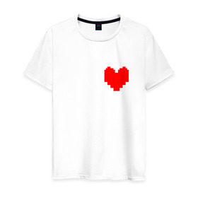 Мужская футболка хлопок с принтом Undertale Heart в городе Новоалтайск, 100% хлопок | прямой крой, круглый вырез горловины, длина до линии бедер, слегка спущенное плечо. | heart | undertale | андертеил | сердце