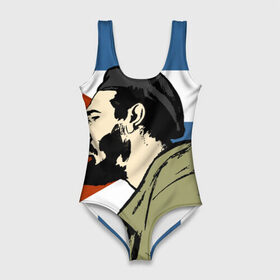 Купальник-боди 3D с принтом Patria o Muerte! в городе Новоалтайск, 82% полиэстер, 18% эластан | Круглая горловина, круглый вырез на спине | che | patria o muerte | кастро | куба | о.м.с.к. | революция | ссср | фидель | фидель кастро