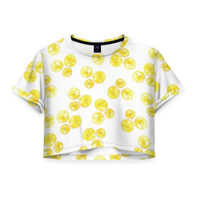 Женская футболка 3D укороченная Lemons: в городе Новоалтайск, 100% полиэстер | круглая горловина, длина футболки до линии талии, рукава с отворотами | lemon | лимон | паттерн