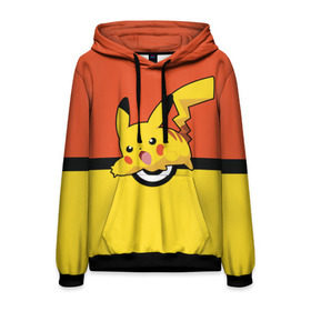 Мужская толстовка 3D с принтом Pikachu в городе Новоалтайск, 100% полиэстер | двухслойный капюшон со шнурком для регулировки, мягкие манжеты на рукавах и по низу толстовки, спереди карман-кенгуру с мягким внутренним слоем. | Тематика изображения на принте: pokeboll | пикачу | покеболл