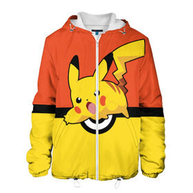 Мужская куртка 3D с принтом Pikachu в городе Новоалтайск, ткань верха — 100% полиэстер, подклад — флис | прямой крой, подол и капюшон оформлены резинкой с фиксаторами, два кармана без застежек по бокам, один большой потайной карман на груди. Карман на груди застегивается на липучку | pokeboll | пикачу | покеболл