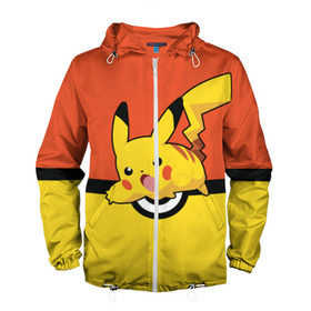 Мужская ветровка 3D с принтом Pikachu в городе Новоалтайск, 100% полиэстер | подол и капюшон оформлены резинкой с фиксаторами, два кармана без застежек по бокам, один потайной карман на груди | pokeboll | пикачу | покеболл