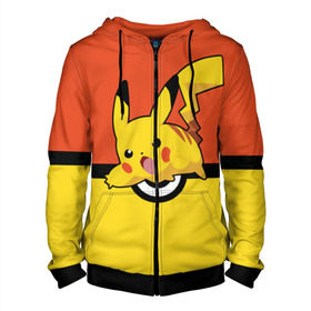 Мужская толстовка 3D на молнии с принтом Pikachu в городе Новоалтайск, 100% полиэстер | длина до линии бедра, манжеты и пояс оформлены мягкой тканевой резинкой, двухслойный капюшон со шнурком для регулировки, спереди молния, по бокам два кармана | pokeboll | пикачу | покеболл