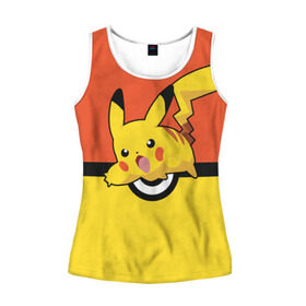 Женская майка 3D с принтом Pikachu в городе Новоалтайск, 100% полиэстер | круглая горловина, прямой силуэт, длина до линии бедра | pokeboll | пикачу | покеболл