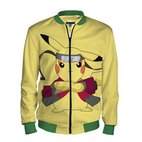 Мужской бомбер 3D с принтом Pikachu в городе Новоалтайск, 100% полиэстер | застегивается на молнию, по бокам два кармана без застежек, по низу бомбера и на воротнике - эластичная резинка | Тематика изображения на принте: pikachu | pokeboll | pokemon | пикачу | покеболл | покемон