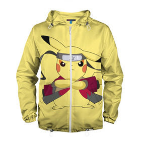 Мужская ветровка 3D с принтом Pikachu в городе Новоалтайск, 100% полиэстер | подол и капюшон оформлены резинкой с фиксаторами, два кармана без застежек по бокам, один потайной карман на груди | pikachu | pokeboll | pokemon | пикачу | покеболл | покемон