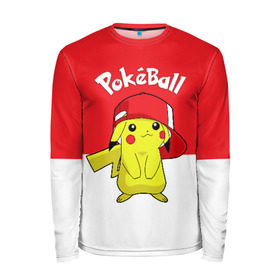 Мужской лонгслив 3D с принтом Pokeball в городе Новоалтайск, 100% полиэстер | длинные рукава, круглый вырез горловины, полуприлегающий силуэт | Тематика изображения на принте: pikachu | pokeboll | pokemon | пикачу | покеболл | покемон