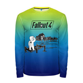 Мужской лонгслив 3D с принтом Волт-бой Fallout 4 в городе Новоалтайск, 100% полиэстер | длинные рукава, круглый вырез горловины, полуприлегающий силуэт | fallout 4 | vault boy | волт бой | фаллаут
