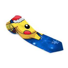 Галстук 3D с принтом Pikachu в городе Новоалтайск, 100% полиэстер | Длина 148 см; Плотность 150-180 г/м2 | Тематика изображения на принте: pikachu | pokeboll | pokemon | зима | новый год | пикачу | покеболл | покемон | снежинки